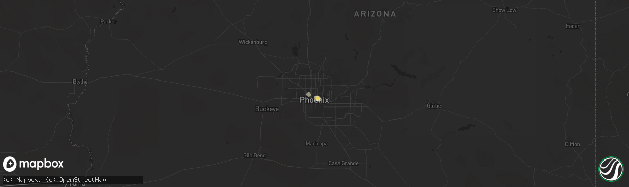 Hail map in Phoenix, AZ on August 2, 2016