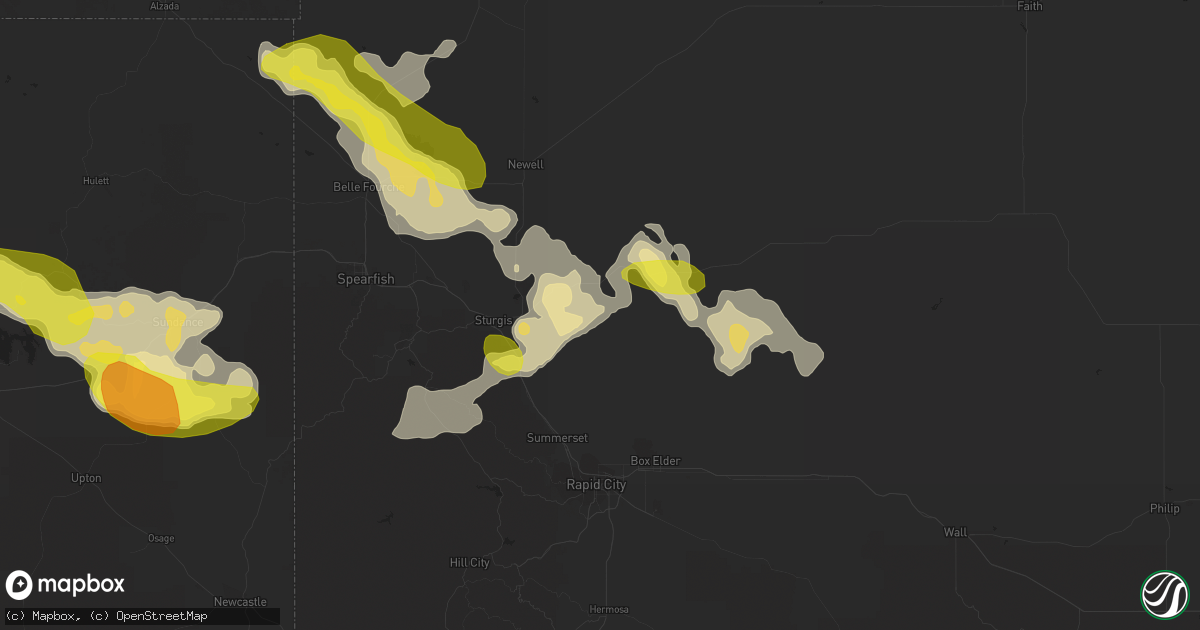 Hail map in Sturgis, SD on August 2, 2016