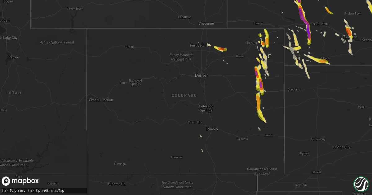 Hail map in Colorado on August 2, 2017