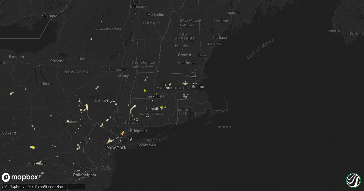 Hail map in Connecticut on August 2, 2017