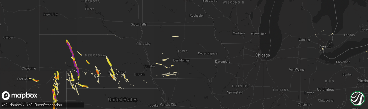 Hail map in Iowa on August 2, 2017