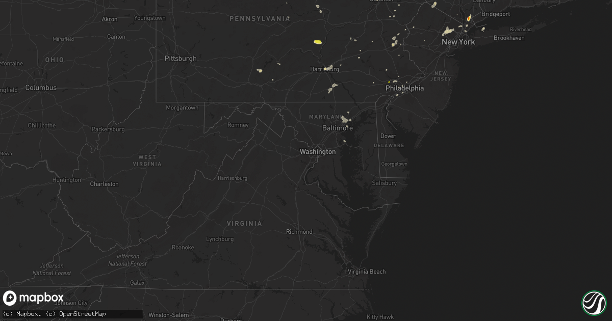 Hail map in Maryland on August 2, 2017