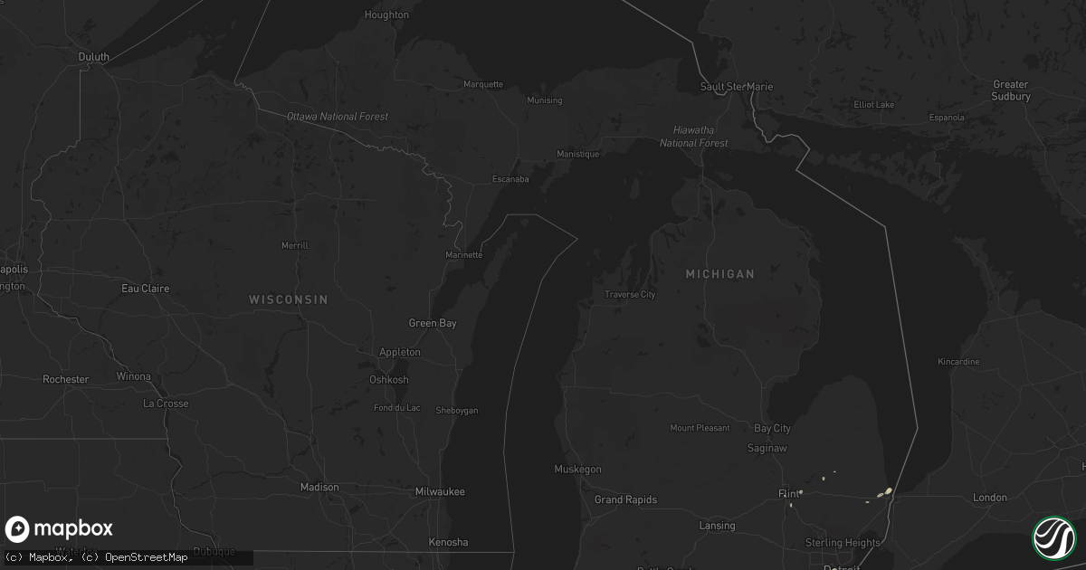 Hail map in Michigan on August 2, 2017