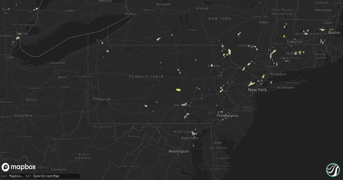 Hail map in Pennsylvania on August 2, 2017