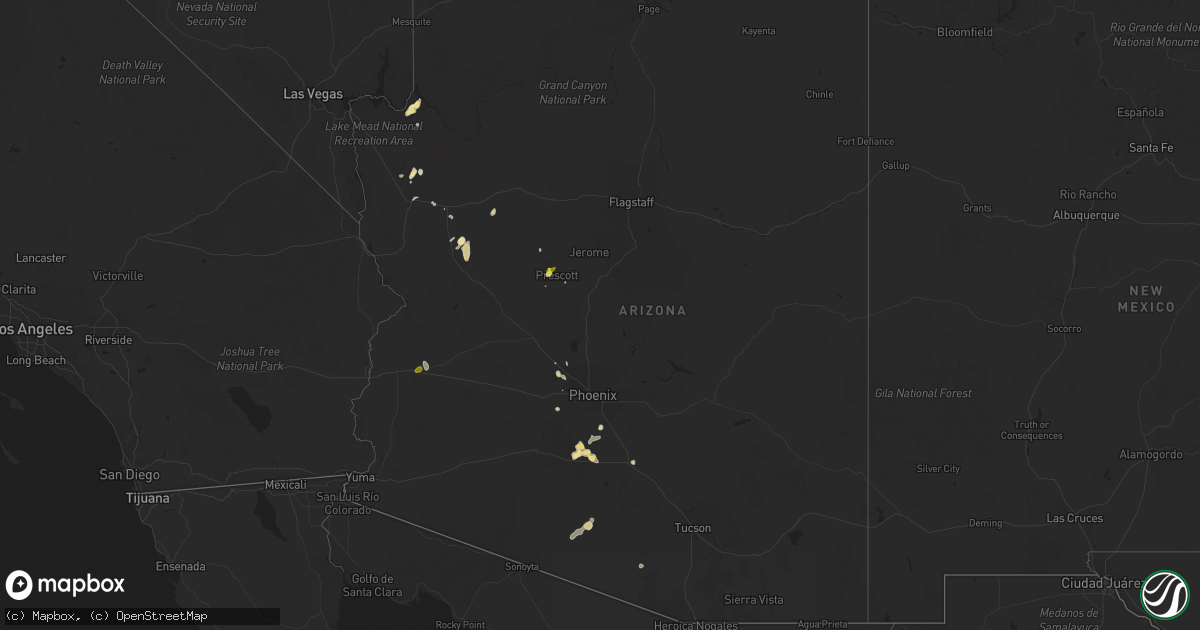 Hail map in Arizona on August 2, 2018