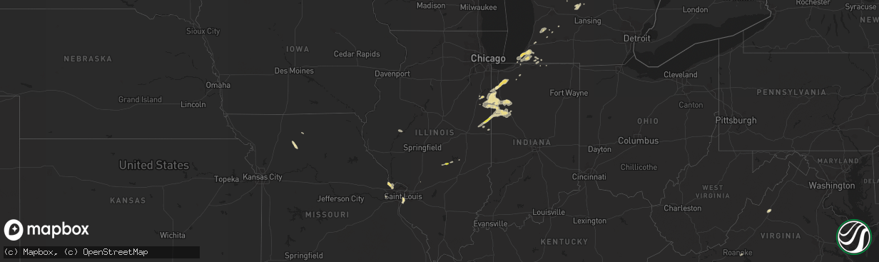 Hail map in Illinois on August 2, 2018