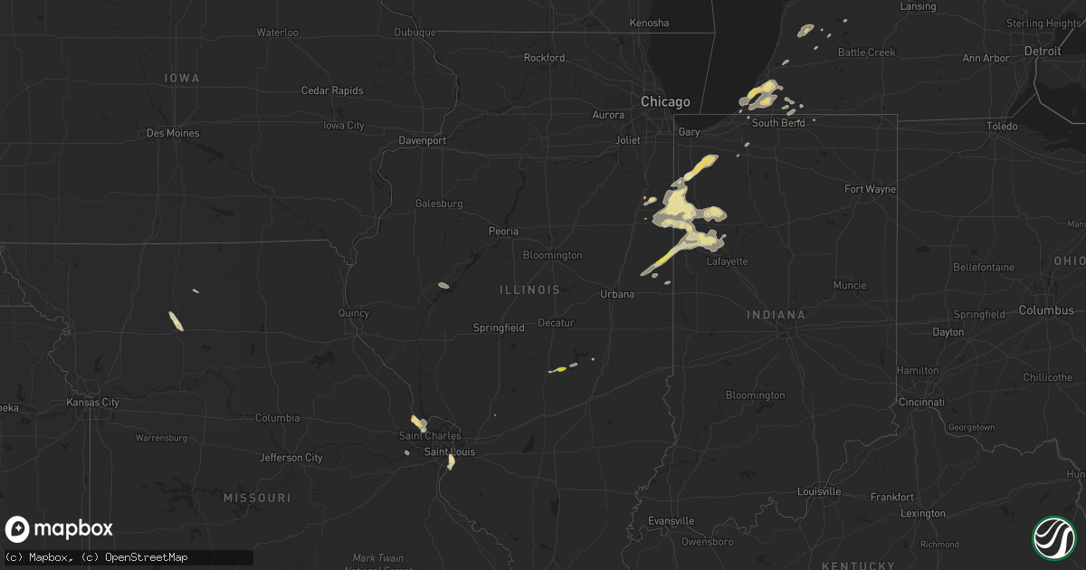 Hail map in Illinois on August 2, 2018