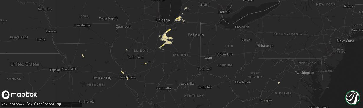 Hail map in Indiana on August 2, 2018
