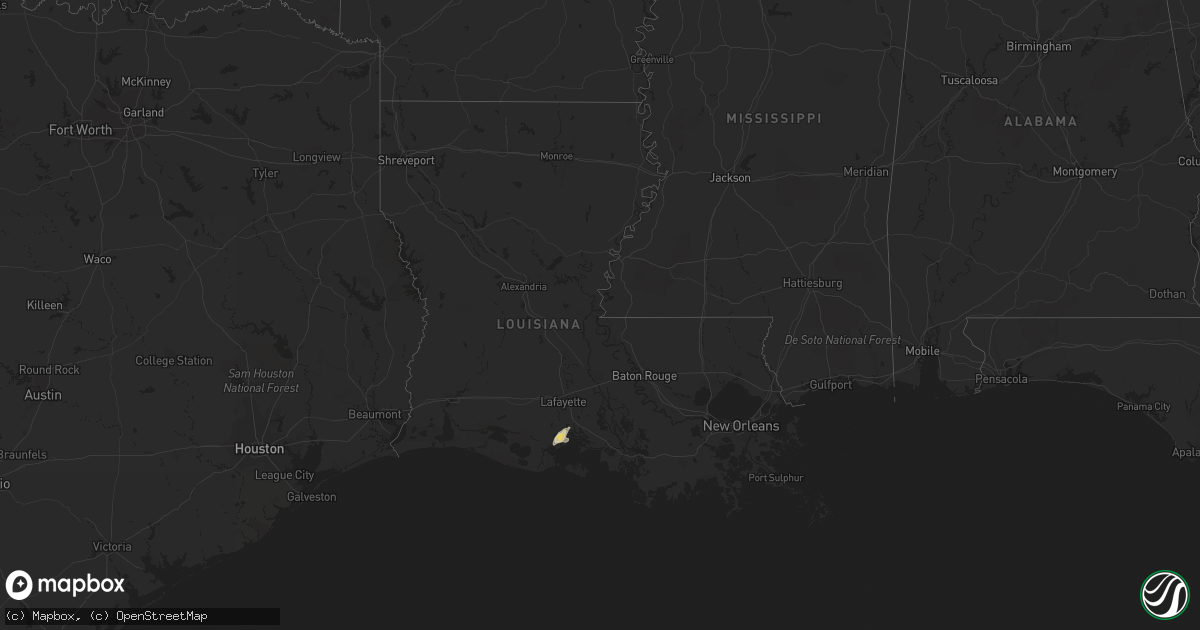 Hail map in Louisiana on August 2, 2018