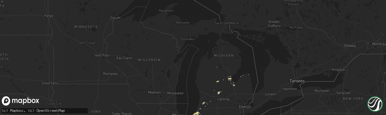 Hail map in Michigan on August 2, 2018