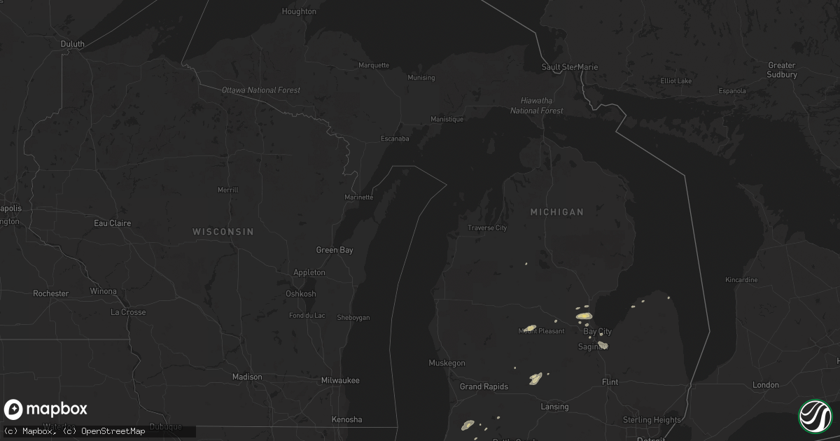 Hail map in Michigan on August 2, 2018