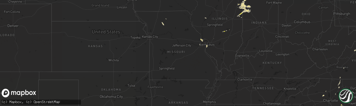 Hail map in Missouri on August 2, 2018