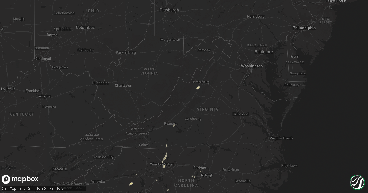 Hail map in Virginia on August 2, 2018