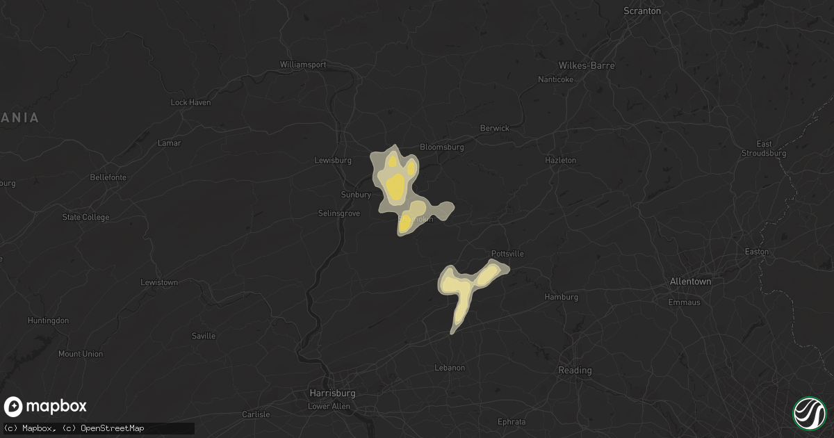 Hail map in Coal Township, PA on August 2, 2019