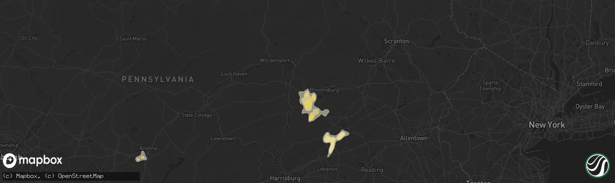 Hail map in Danville, PA on August 2, 2019