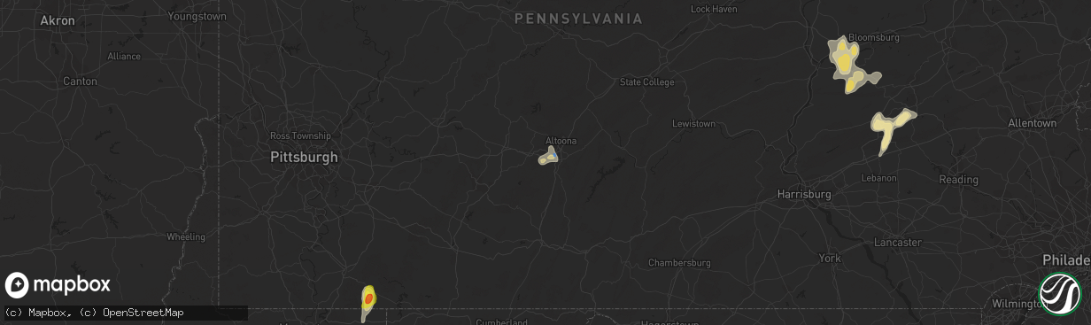 Hail map in Duncansville, PA on August 2, 2019