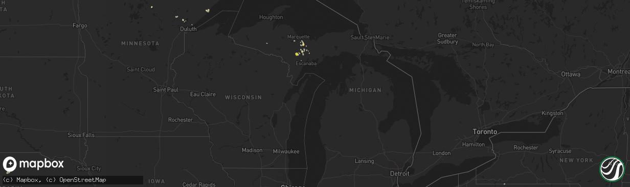 Hail map in Michigan on August 2, 2019