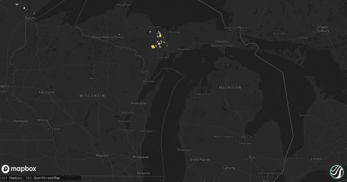 Hail map in Michigan on August 2, 2019