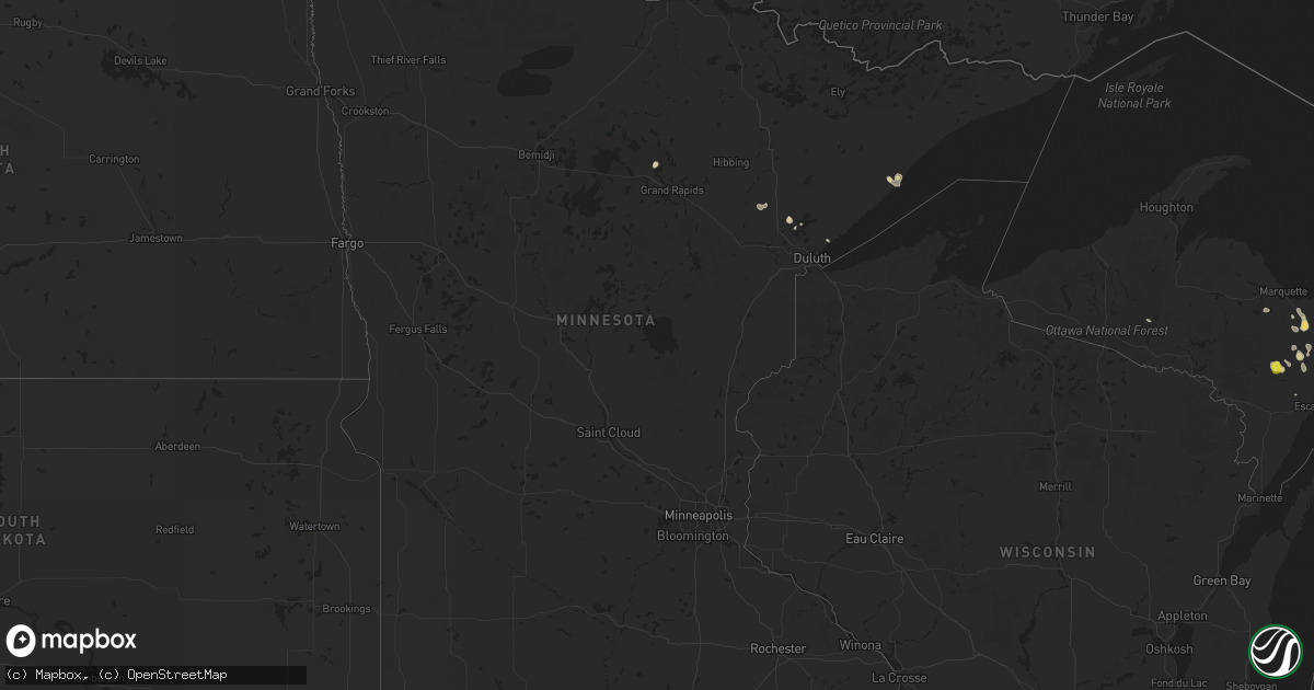 Hail map in Minnesota on August 2, 2019