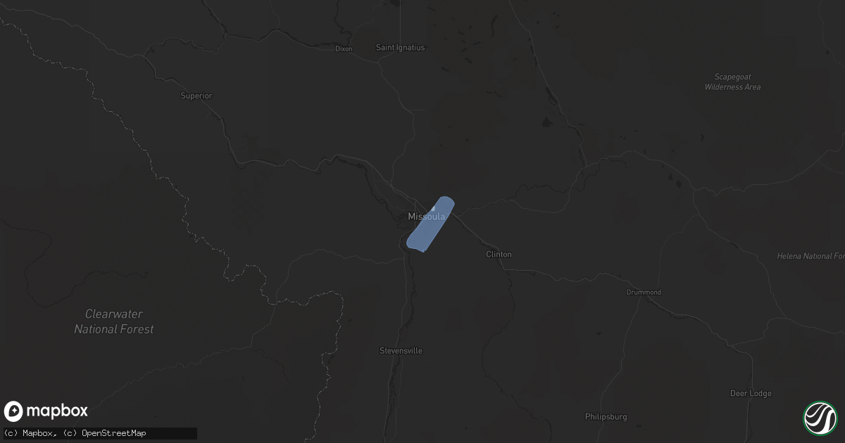 Hail map in Missoula, MT on August 2, 2019