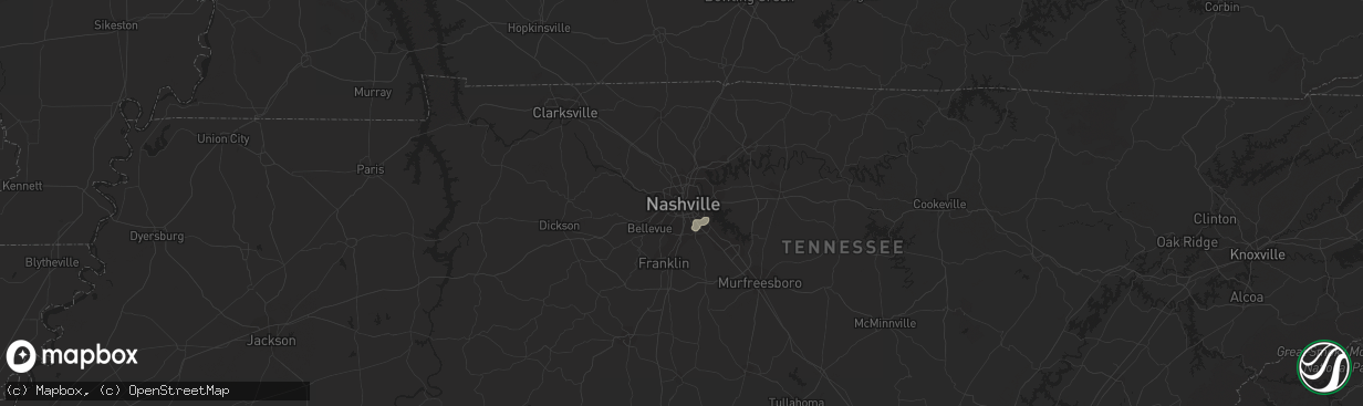 Hail map in Nashville, TN on August 2, 2019