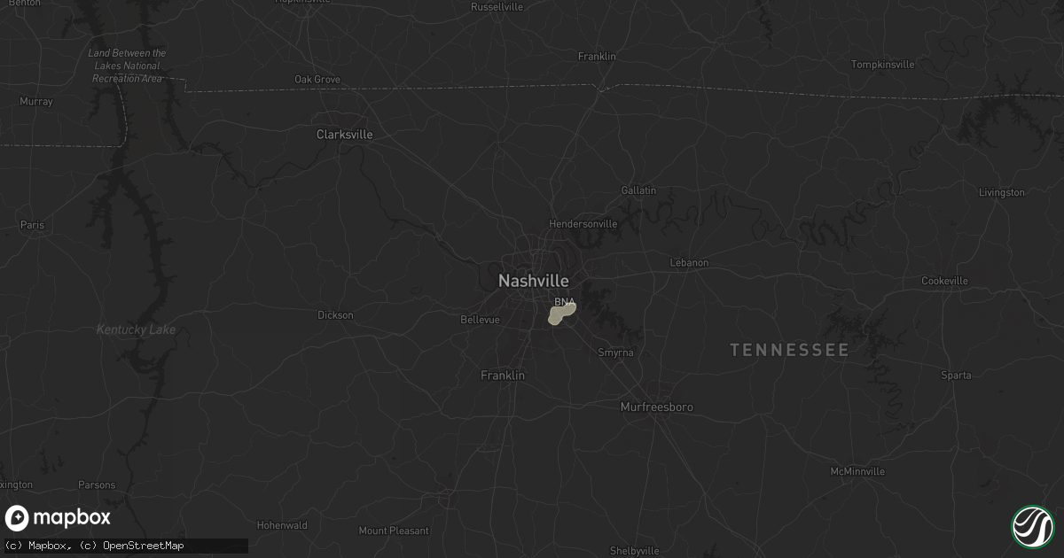 Hail map in Nashville, TN on August 2, 2019