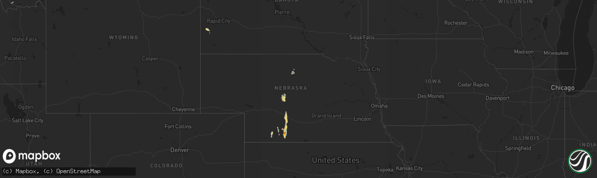 Hail map in Nebraska on August 2, 2019