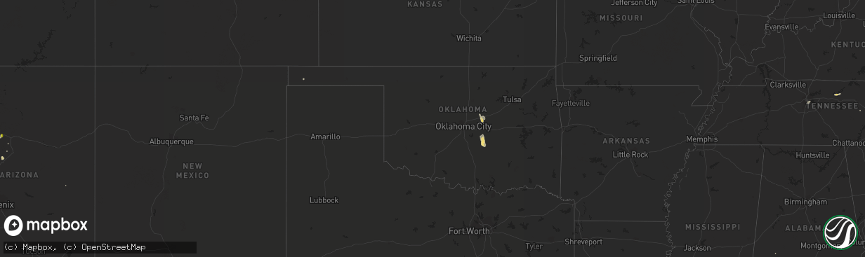 Hail map in Oklahoma on August 2, 2019