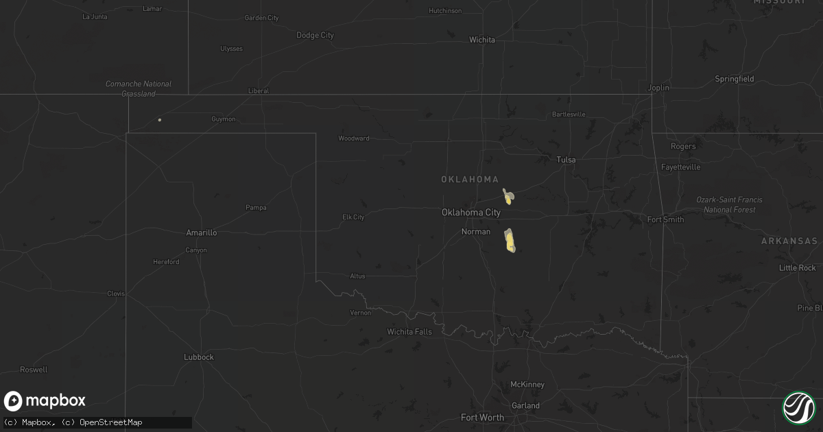 Hail map in Oklahoma on August 2, 2019