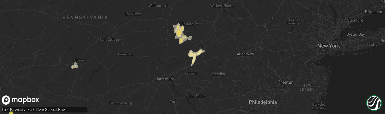 Hail map in Pine Grove, PA on August 2, 2019