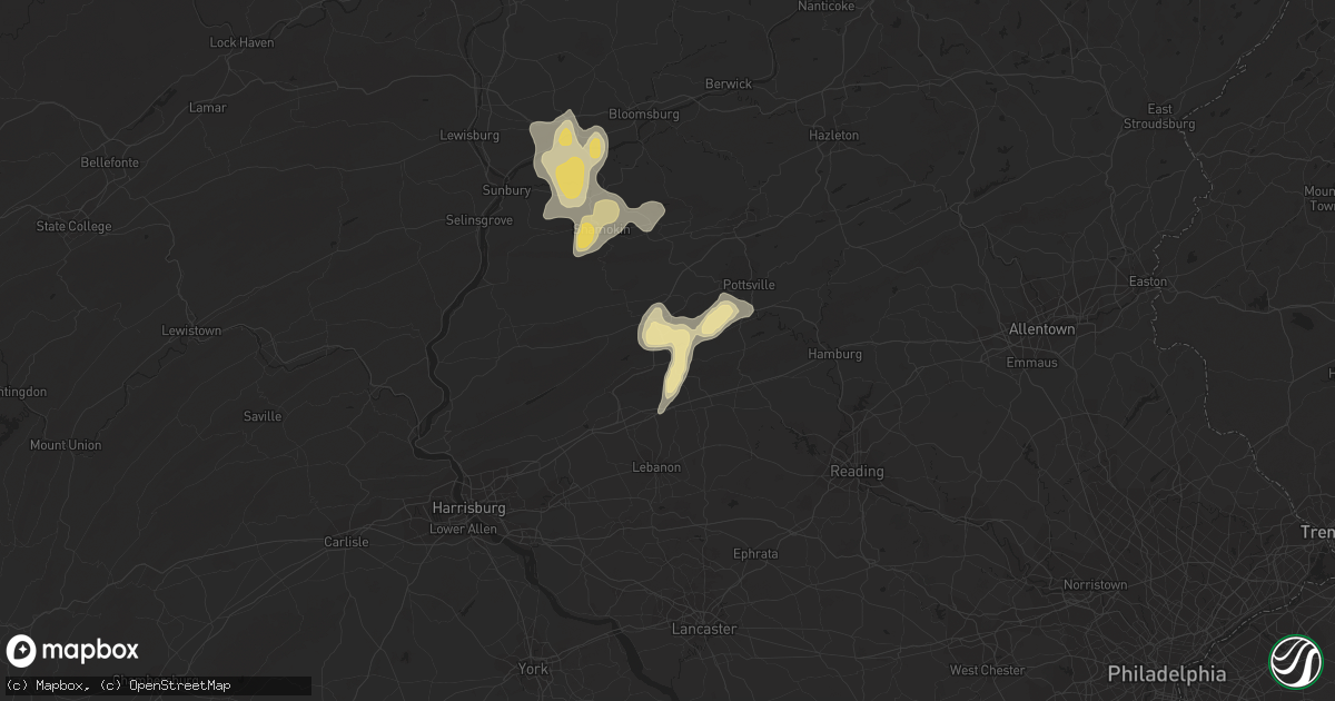Hail map in Pine Grove, PA on August 2, 2019