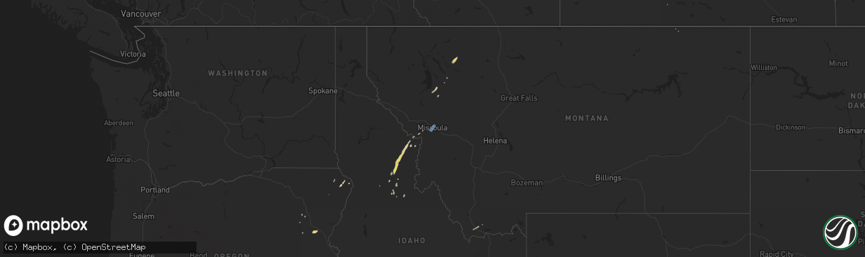 Hail map on August 2, 2019