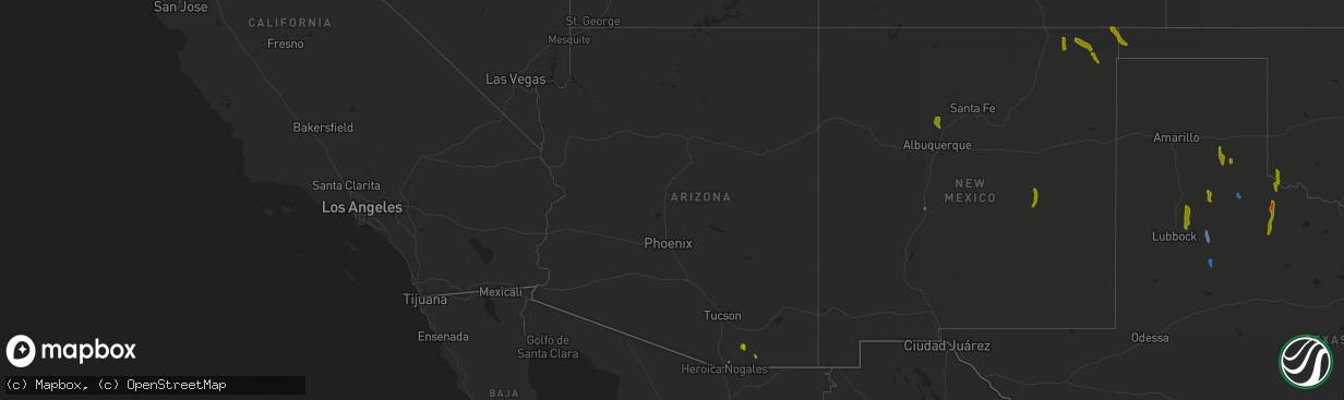 Hail map in Arizona on August 2, 2020