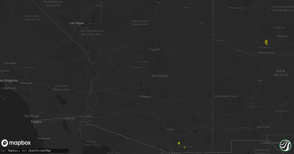 Hail map in Arizona on August 2, 2020