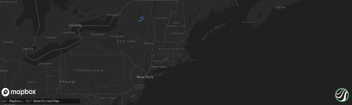 Hail map in Connecticut on August 2, 2020