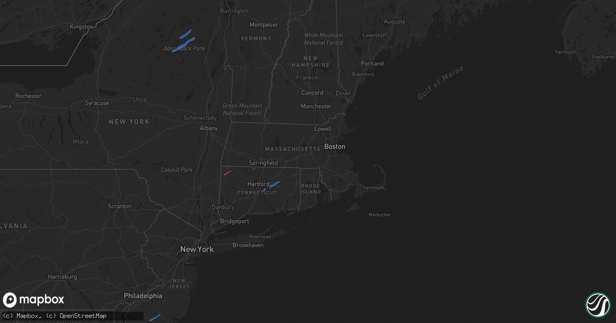 Hail map in Connecticut on August 2, 2020