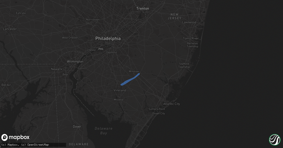Hail map in Hammonton, NJ on August 2, 2020