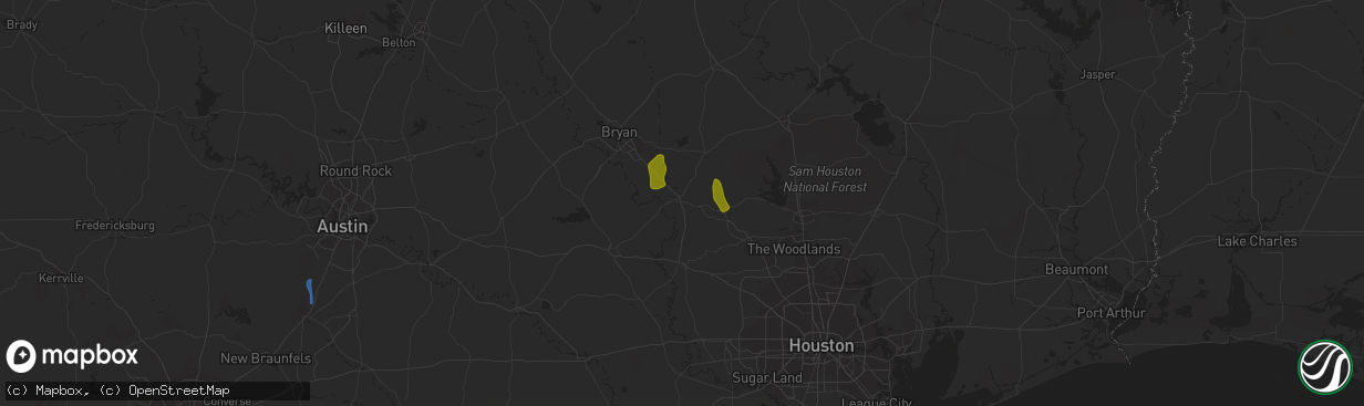 Hail map in Navasota, TX on August 2, 2020