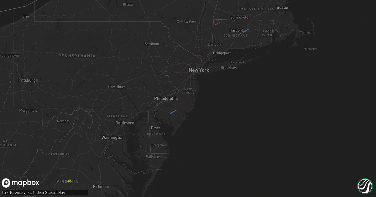 Hail map in New Jersey on August 2, 2020