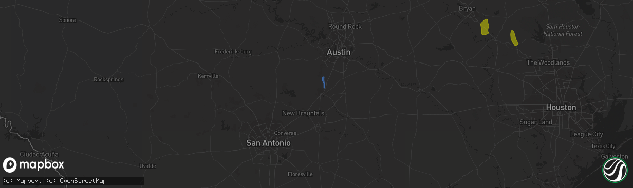 Hail map in San Marcos, TX on August 2, 2020