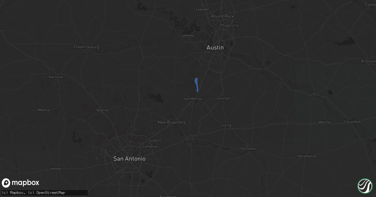 Hail map in San Marcos, TX on August 2, 2020