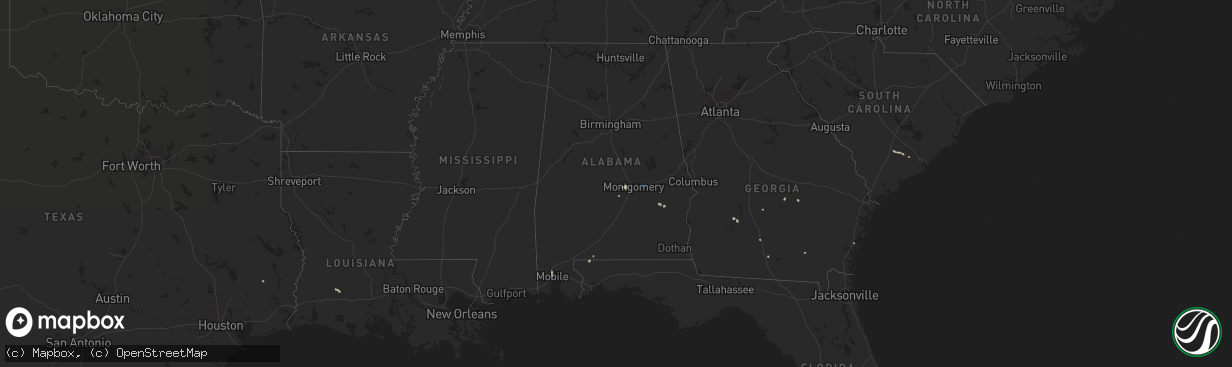 Hail map in Alabama on August 2, 2021