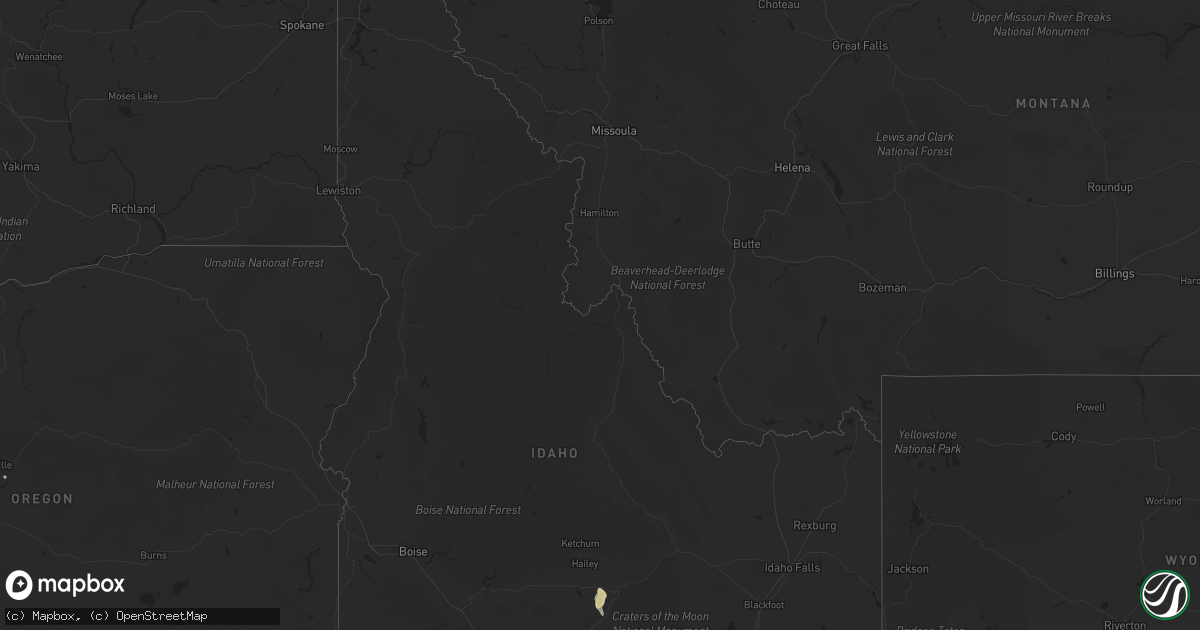 Hail map in Idaho on August 2, 2021