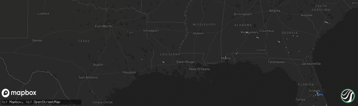 Hail map in Louisiana on August 2, 2021
