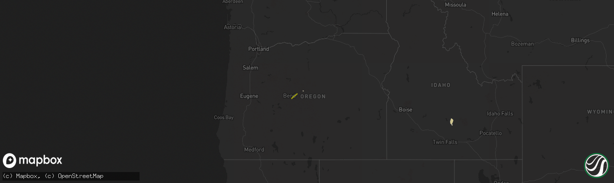 Hail map in Oregon on August 2, 2021