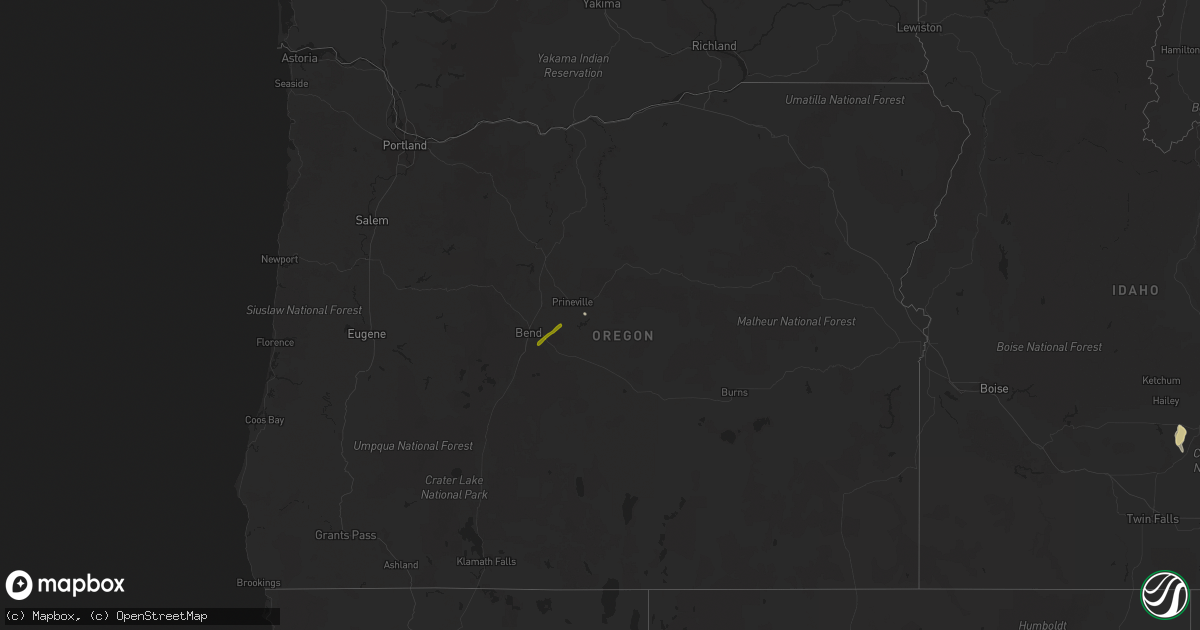 Hail map in Oregon on August 2, 2021