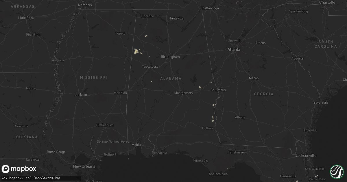 Hail map in Alabama on August 2, 2022