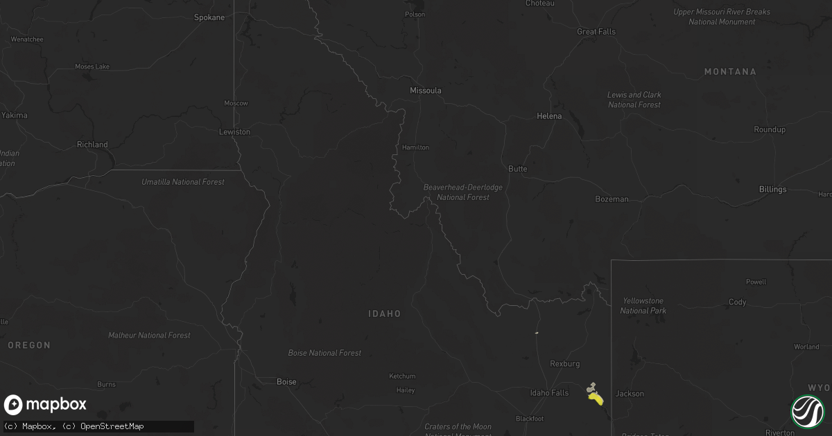 Hail map in Idaho on August 2, 2022