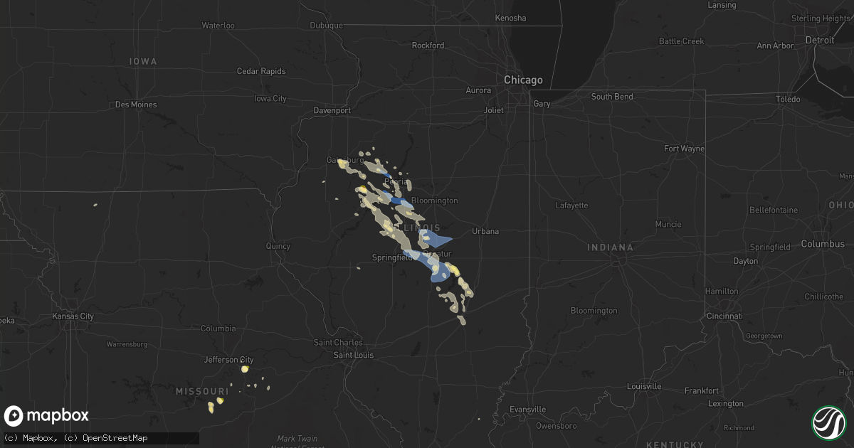 Hail map in Illinois on August 2, 2022
