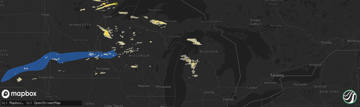 Hail map in Michigan on August 2, 2022